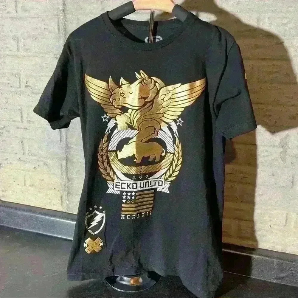 ECKO Unlimited Shirt Adult Medium Black All Crew Major Raw & Uncut Rhino Mens